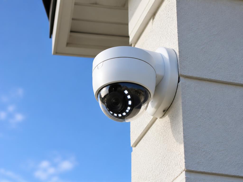 Cámara domo instalada en esquina de casa